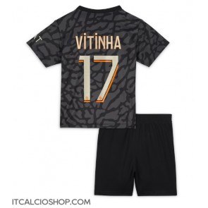 Paris Saint-Germain Vitinha Ferreira #17 Terza Maglia Bambino 2023-24 Manica Corta (+ Pantaloni corti)